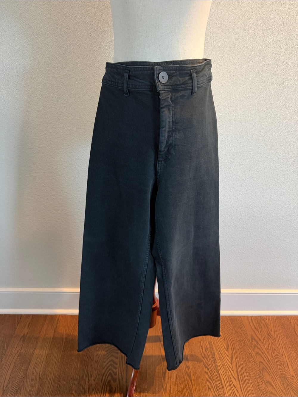 Zara Black Marine Straight Wide-Leg Jeans